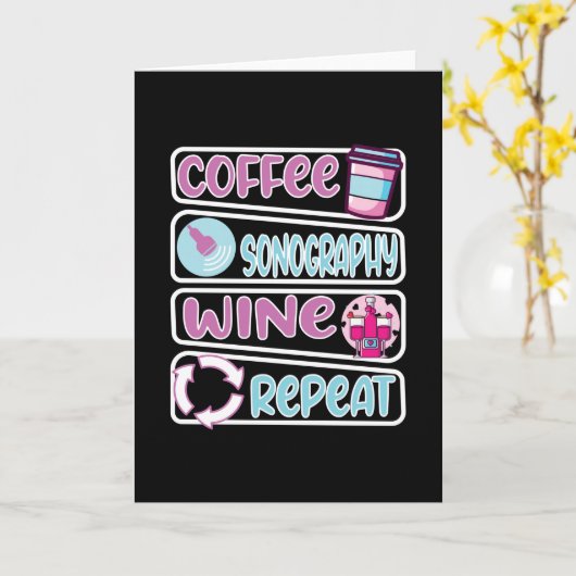 Sonographer Sonography Wine Coffee Kaart (Gele Bloem)