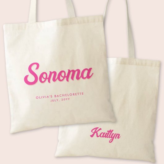 Sonoma Bachelorette Party Gepersonaliseerde Canvas Tote Bag