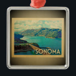 Sonoma California Ornament Vintage Travel<br><div class="desc">Een cool  Sonoma-ornament met een rivierwikkeling door de bergen van Californië's wijnland.</div>