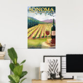 Sonoma, California Wine Country Travel Poster (Thuiskantoor)