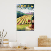 Sonoma, California Wine Country Travel Poster (Keuken)