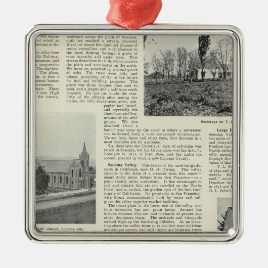 Sonoma, Californië Metalen Ornament (Voorkant)
