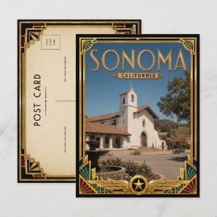 Sonoma Californië Vintage Art Deco Gouden Tijdperk Briefkaart