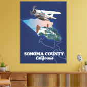 Sonoma County California-kaart Canvas Afdruk (Insitu (Woonkamer))
