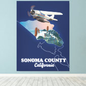 Sonoma County California-kaart Canvas Afdruk (Insitu (Houten vloer))