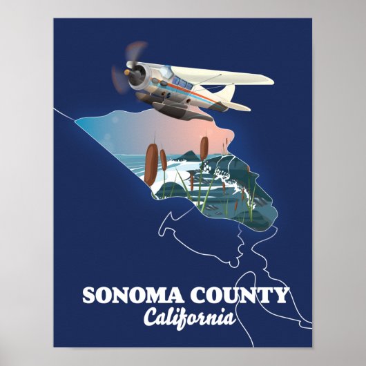 Sonoma County California-kaart Poster (Voorkant)