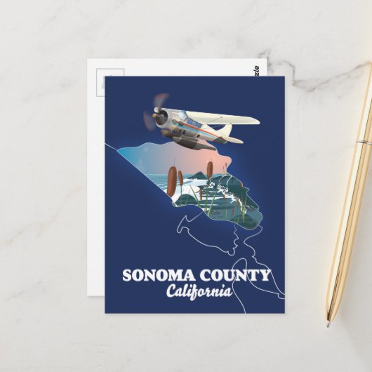 Sonoma County Californië kaart (Voorkant / Achterkant in situ)