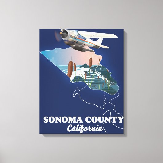 Sonoma County Californië kaart Canvas Afdruk (Voorkant)
