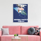 Sonoma County Californië kaart Canvas Afdruk (Insitu (Woonkamer))