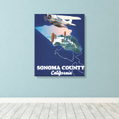Sonoma County Californië kaart Canvas Afdruk (Insitu (Houten vloer))
