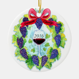 Sonoma County Wine Grapes Kerstmis Keramisch Ornament