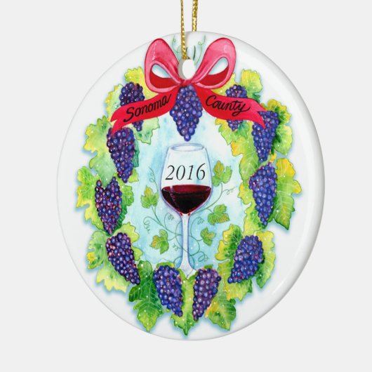Sonoma County Wine Grapes Kerstmis Keramisch Ornament (Links)