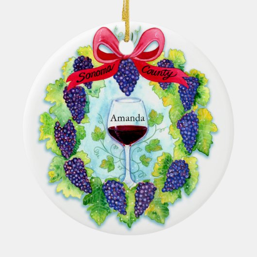 Sonoma County Wine Grapes Kerstmis Keramisch Ornament (Achterkant)