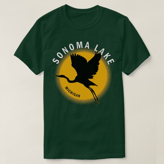 Sonoma Lake in Michigan Heron Sunrise T-shirt (Design voorkant)