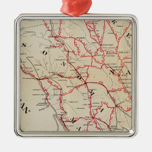 Sonoma, Marin, Lake en Napa County Metalen Ornament (Voorkant)