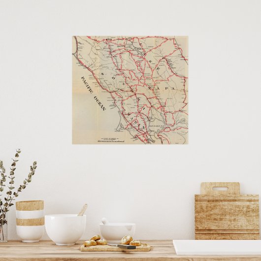 Sonoma, Marin, Lake en Napa County Poster (Keuken)