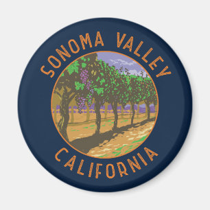 Sonoma Valley California Retro noodcirkel Magneet