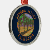 Sonoma Valley California Retro noodcirkel Metalen Ornament (Rechts)