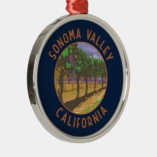 Sonoma Valley California Retro noodcirkel Metalen Ornament (Rechts)