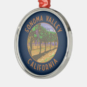 Sonoma Valley California Retro noodcirkel Metalen Ornament (Links)