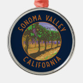 Sonoma Valley California Retro noodcirkel Metalen Ornament (Voorkant)