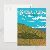 Sonoma Valley California Travel Art Vintage Briefkaart (Voorkant / Achterkant)