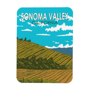 Sonoma Valley California Travel Art Vintage Magneet