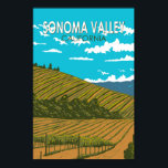 Sonoma Valley California Travel Art Vintage Poster<br><div class="desc">Sonoma Valley in een vectorkunststijl. Sonoma County is een wijngebied ten noorden van San Francisco. Honderden wijngaarden, variërend van kleine familiebedrijven tot internationale wijnhuizen, liggen te midden van de glooiende heuvels en valleien.</div>
