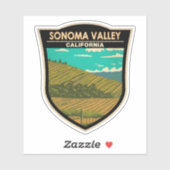 Sonoma Valley California Travel Art Vintage Sticker (Vel)