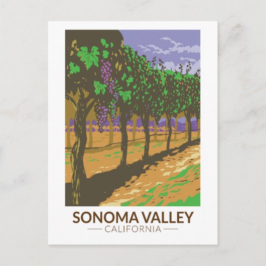 Sonoma Valley California Vineyard Travel  Briefkaart (Voorkant)