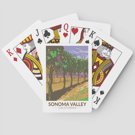 Sonoma Valley California Vineyard Travel  Pokerkaarten (Achterkant)