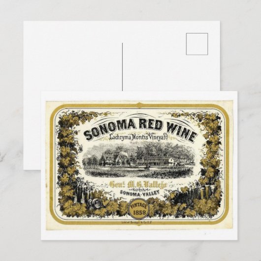  Sonoma Valley Red Wine Label Briefkaart (Voorkant / Achterkant)