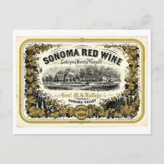  Sonoma Valley Red Wine Label Briefkaart (Voorkant)
