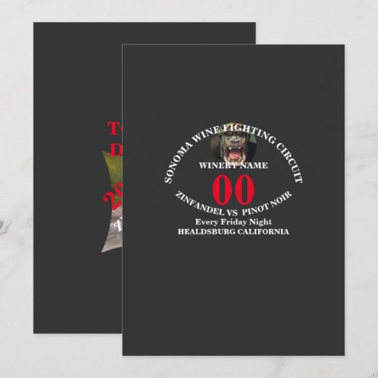 SONOMA WIJN VECHTCIRCUIT ZINFANDEL VS PINOT KAART (Voorkant / Achterkant)