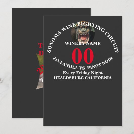 SONOMA WIJN VECHTCIRCUIT ZINFANDEL VS PINOT KAART (Voorkant / Achterkant)