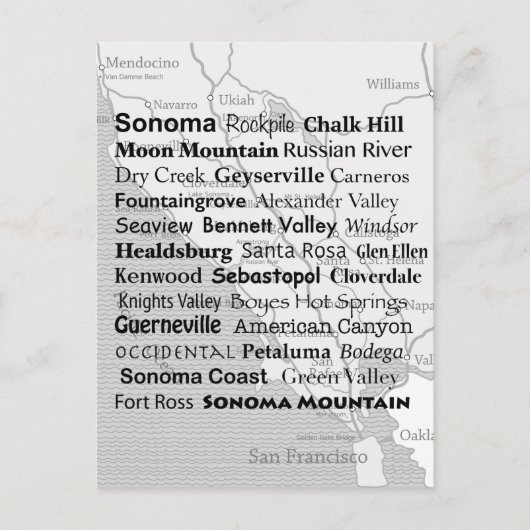 Sonoma Wine Country Briefkaart (Voorkant)