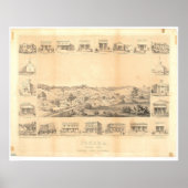 Sonora, CA. Panoramische kaart 1854 (1647A) - niet Poster (Voorkant)