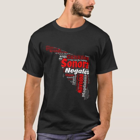 Sonora Mexico Mapa Ciudades Y Municipios Regalo T-shirt (Voorkant)