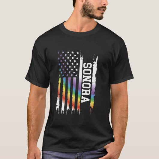 Sonora United States Distressed Rainbow met Amerik T-shirt (Voorkant)