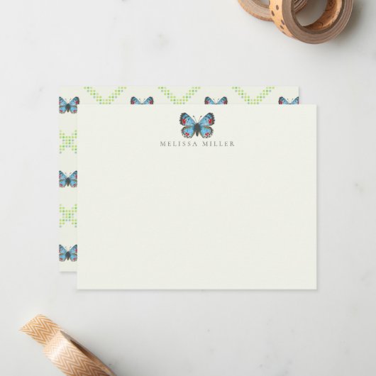 Sonoran Blue Butterfly-platte briefkaart (Voorkant / Achterkant in situ)