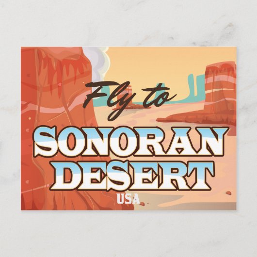 Sonoran Desert Cartoon-reisposter. Briefkaart (Voorkant)