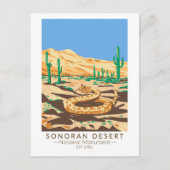 Sonoran Desert National Monument Rattlesnake Retro Briefkaart (Voorkant)