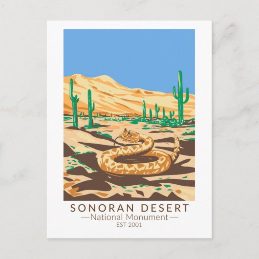 Sonoran Desert National Monument Rattlesnake Retro Briefkaart (Voorkant)