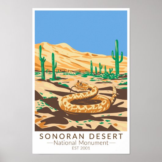 Sonoran Desert National Monument Rattlesnake Retro Poster (Voorkant)