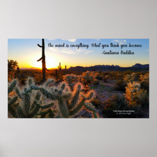 Sonoran Desert sunset Arizona met saguaro cactus Poster