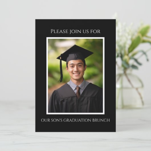 Son's Afstuderen Afbeelding Brunch Kaart (Staand voorkant)