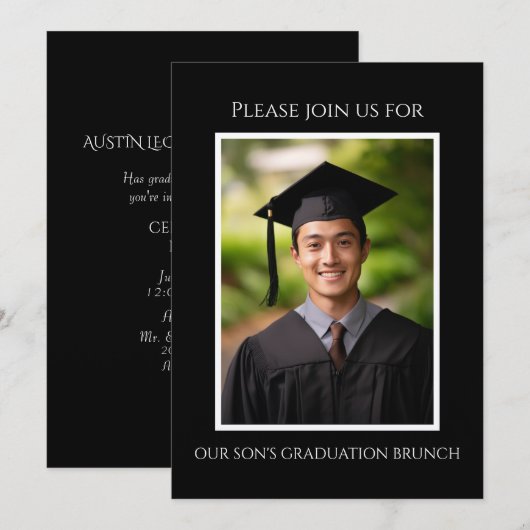 Son's Afstuderen Afbeelding Brunch Kaart (Voorkant / Achterkant)