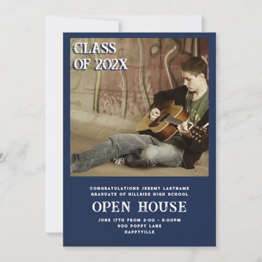 Sons Afstuderen Foto Aankondiging Open House (Voorkant)