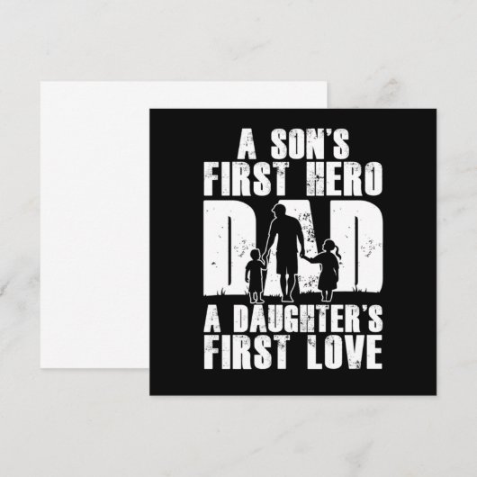Sons First Hero Dad Daughters First Love Papa Dad  Kaart (Voorkant / Achterkant)