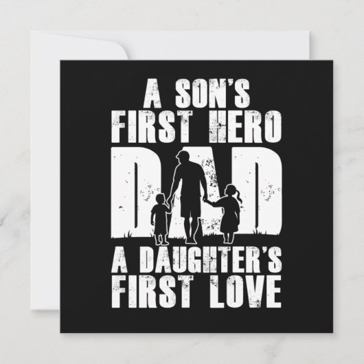 Sons First Hero Dad Daughters First Love Papa Dad  Kaart (Voorkant)